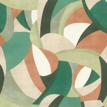 Tapeta Vliesová tapeta béžová, zelená - grafická 791310 / Tapety na zeď Allegretto (0,53 x 10,05 m) Rasch