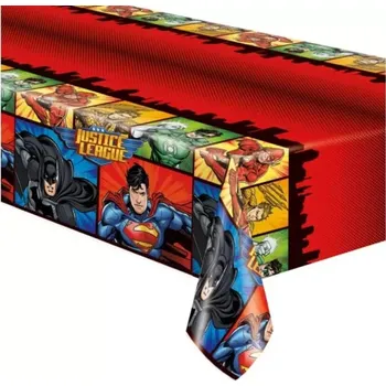 Jednorázový ubrus Plastový party ubrus Liga spravedlnosti 137 x 214 cm