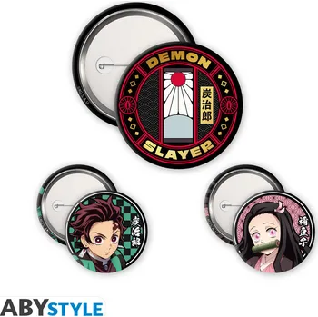 Set odznaků Demon Slayer - Tanjiro & Nezuko (3 ks)
