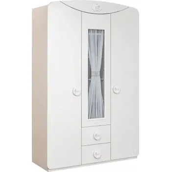Šatní skříň Třídvéřová šatní skříň s prosklením Chloe - bílá
