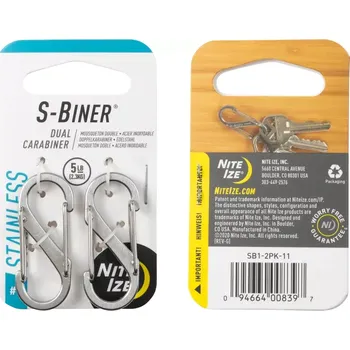 pomocná karabina NiteIze S-Biner #1 2ks stříbrná (Kovová karabina NiteIze S-Biner #1 2ks Stříbrná)