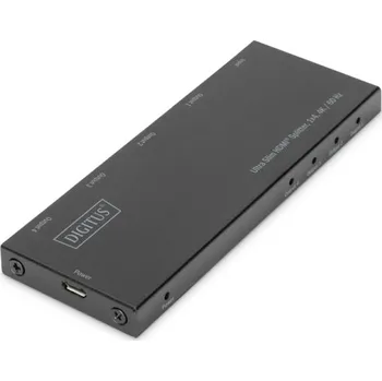 Digitus Ultra tenký HDMI Rozbočovač, 1x4, 4K / 60Hz HDR, HDCP 2.2, 18 Gbps, Micro USB napájeno