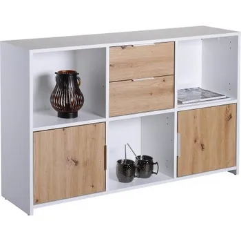 Komoda Široká komoda Beverly - bílá/dub artisan