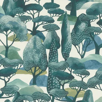 Tapeta Vliesová tapeta stromy - modrá, zelená 581218 / Tapety na zeď Allegretto (0,53 x 10,05 m) Rasch