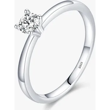 Prsten Stříbrný třpytivý elegantní prsten se zirkonem 4 mm Velikost: 8 (EU: 56-57)