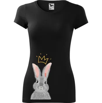 Dámské tričko DOBRÝ TRIKO Dámské tričko Králík s korunkou Velikost: M, Barva: Černá