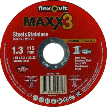 Řezný kotouč Kotouč řezný Flexovit Maxx3 NQ60ZZ-T41 115×22,23 mm