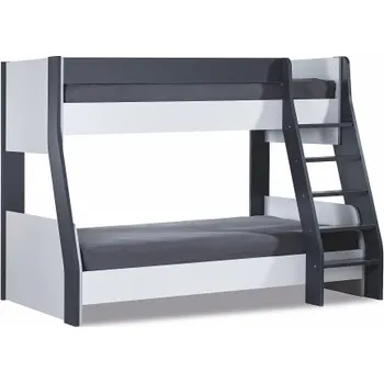 Postel Patrová postel 120x200 se schůdky Thor - bílá/černá/šedá