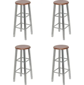 Barová židle vidaXL Marketos Barové stoličky 4 ks stříbrné a hnědé MDF