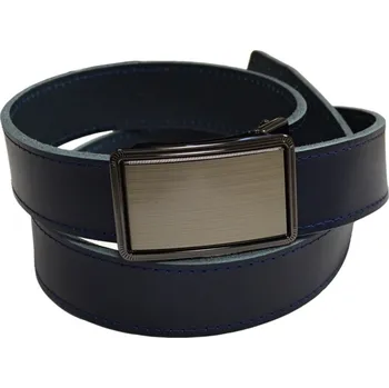 Spona na kravatu Pánský kožený opasek vzor N121 - tmavě modrý - tmavě modrá/95 cm