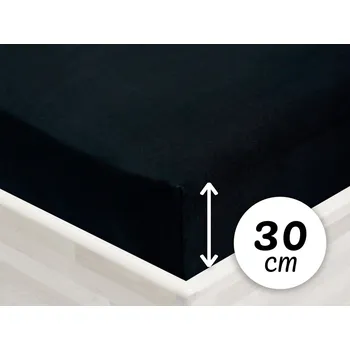 Prostěradlo Jersey napínací prostěradlo na vysokou matraci JR-030 Černé 160 x 200 - výška 30 cm