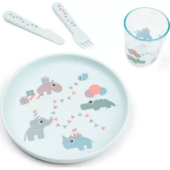 dětská jídelní sada DONE BY DEER Foodie jídelní set Celebration modrá