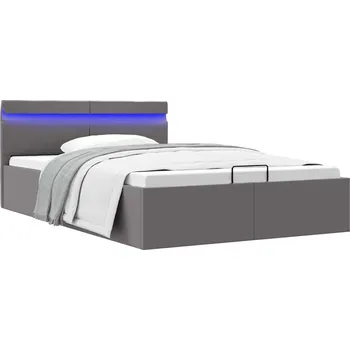 Postel vidaXL Rám postele LED s úložným prostorem šedý umělá kůže 120x200 cm