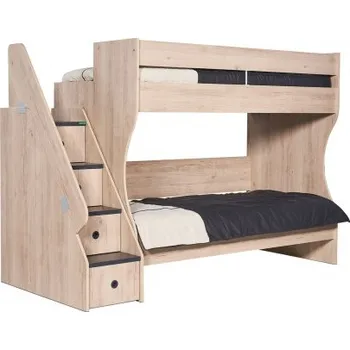 Postel Patrová postel s úložnými zásuvkami Colin - dub kestína/šedá