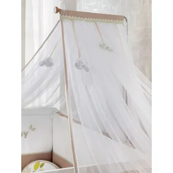 Nebesa nad postýlku Ellie - bílá/světle hnědá