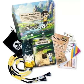 Švihadlo Švihej Dětská hra Švihejland + švihadlo, rukojeť – mint, korálky – bílá, mint, růžová, šedá 7-9 let