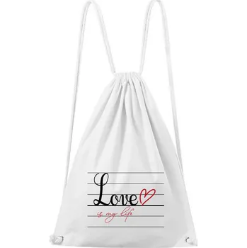 Městský batoh DOBRÝ TRIKO Bavlněný batoh Love is my life Barva: Bílá