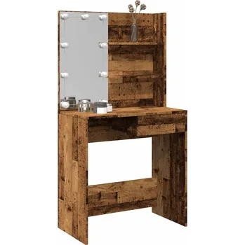 Toaletní stolek Toaletní stolek se zrcadlem starého dřeva 74,5x40x141 cm Hnědá 857021