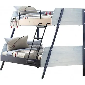 Postel Patrová postel s rozšířeným spodním lůžkem Lincoln - dub/dub modrý/tmavě modrá