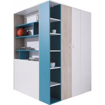 Šatní skříň Kombinovaná šatní skříň Saturn s osvětlením modrá - levá/pravá