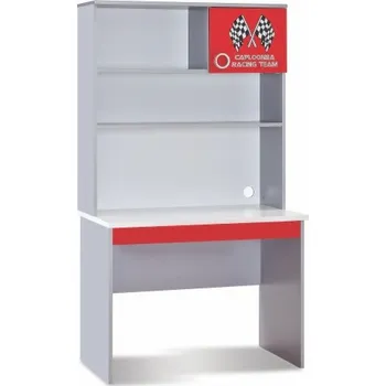 Psací stůl Psací stůl s USB Grand Prix - šedá/červená/bílá