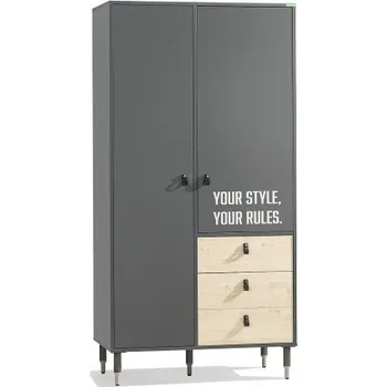 Šatní skříň Dvoudveřová šatní skříň Magnus - dub sofia/šedá