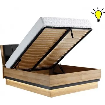 Postel Postel s roštem a osvětlením Memphis 140x200cm - dub granson/grafit