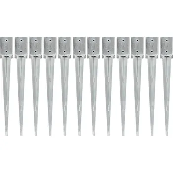 Kotvící hroty 12 ks stříbrné 9 x 9 x 75 cm pozinkovaná ocel IM_145415
