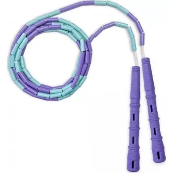Švihej sportovní švihadlo Katana rope korálkové - korálky fialovomint, rukojeť fialová
