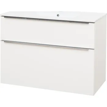 Koupelnový nábytek Mereo Mailo, koupelnová skříňka s keramickým umyvadlem 101 cm, bílá, chrom madlo CN512
