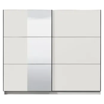 Šatní skříň Šatní skříň s posuvnými dveřmi a zrcadlem Catalina 240 - bílá
