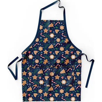 Kuchyňská zástěra Quentin Avax QK-201 perníčky na tmavě modré