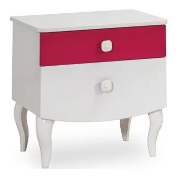 Noční stolek Dětský noční stolek Rosie - bílá/rubínová