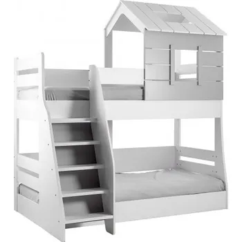 Dětská postel Patrová postel se schůdky Boom - bílá/šedá