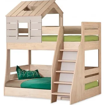 Dětská postel Patrová postel PRAVÁ Boom - dub colorado/šedá