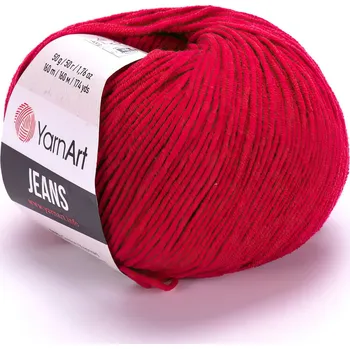 Galanterie Pletací / háčkovací příze YarnArt GINA / JEANS 51 tmavě červená, jednobarevná, 50g/160m