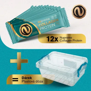 Přírodní produkt Nupreme Proteinové tyčinky 12 ks v plastové dóze Příchuť: Kokos/karamel