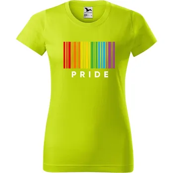 Dámské oblečení DOBRÝ TRIKO Dámské tričko s potiskem Pride pruhy Barva: Limetková, Velikost: XS