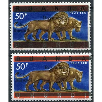 Poštovní známka (1962) MiNr. 24 I+II ** - Burundi - Lev - přetisk