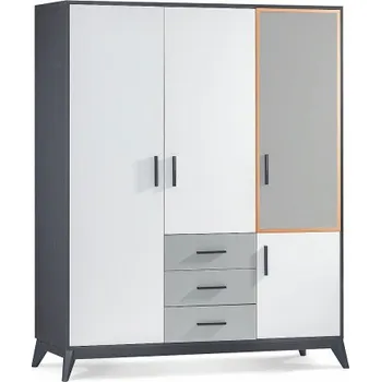 Šatní skříň Čtyřdveřová šatní skříň Thor - béžová/bílá/černá