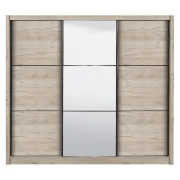 Šatní skříň Šatní skříň s posuvnými dveřmi a zrcadlem Debby 245 - dub šedý