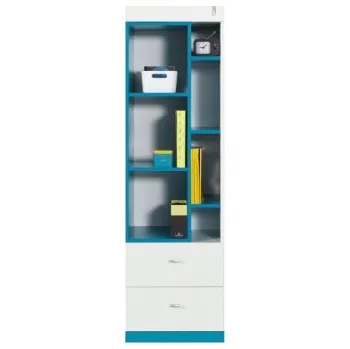 Knihovna Regál Moli 6 - Bílý lux/tyrkys