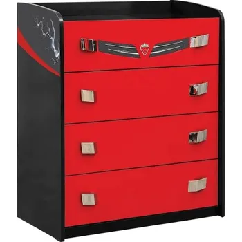 Komoda Šuplíková komoda Rally - červená/černá