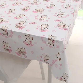 ubrus Dětský bavlněný obdélníkový ubrus Sandra SA-438 Růžové žirafy na bílém 50x100 cm