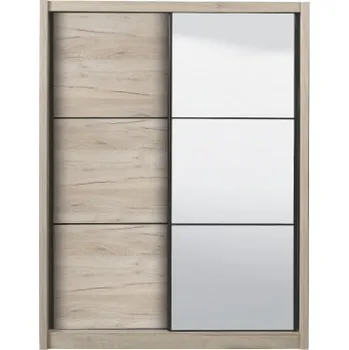 Šatní skříň Šatní skříň s posuvnými dveřmi a zrcadlem Debby 165 - dub šedý