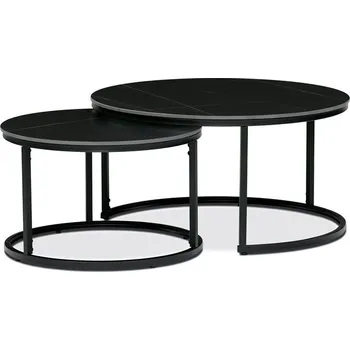 Konferenční stolek Set 2 konferenčních stolků EDNA — kov, keramika, černá / mramor