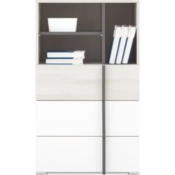 Komoda Vysoká komoda Mateo - dub/bílá/šedá