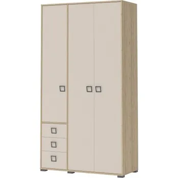 Šatní skříň Třídveřová kombinovaná šatní skříň I Sloane - buk/béžová