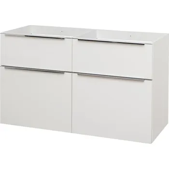 Koupelnový nábytek Mereo Mailo, koupelnová skříňka 121 cm, bílá, chrom madlo CN513S