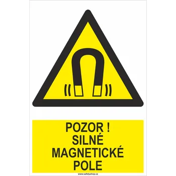 Značení Pozor ! Silné magnetické pole ISO 7010 samolepící vinylová fólie 200x150 mm